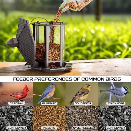 Birdream 4 Pack Bird Feeders for Outdoor Hanging, 10 LB Fun Installation Retro Pagoda Design Bird Feeder, Attracting Wild Birds Chickadees Goldfinches Cardinals Finches and Sparrows (Brown)