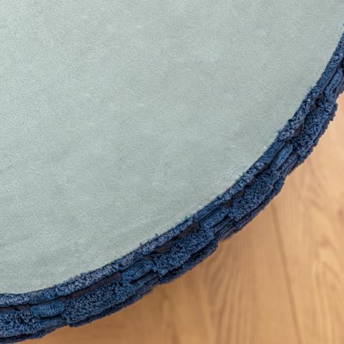 Asuprui Supportive Boucle Pouf Ottoman Foot Rest Elevate Your Living Room Decor with Lightweight Pouf Filler Modern Foam Stuffed Poof Perfect to Rest Your Feet (Royal Blue, 20x20x14 Inches)
