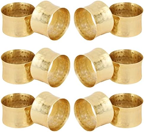 ITOS365 Gold Napkin Rings Set of 12, Handmade Hammered Metal Napkin Ring Holders for Dining Table, Wedding, Parties & Everyday Table Decor