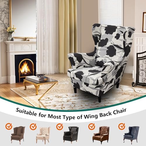 NILUOH Wingback Chair Covers 2-Piece, Armchair Slipcovers for Living Room