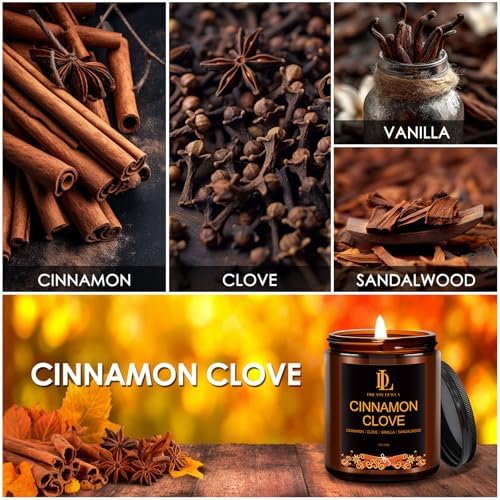 DL DREAMY DEWLA Fall Candle, Cinnamon Clove Scented for Home, 7oz Soy Wax