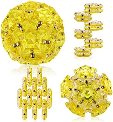 Magnetic Fidget Sphere, Crystal Golden, Sensory Desk Toy for Stress Focus Anxiety Relief