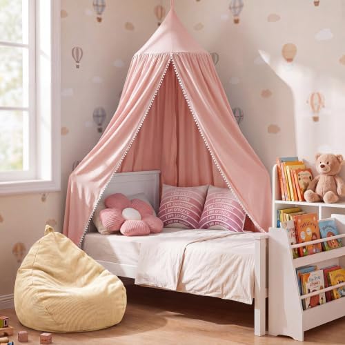 Kids Reading Nook Set with Canopy Tent, Bean Bag Cover & Pillow,Pink