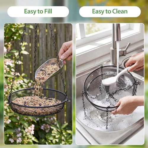 BOLITE Hanging Bird Feeder 2 Pack, Platform Feeders for Outside, Metal Mesh