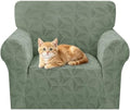 ZNSAYOTX Stretch Chair Cover, 1 Piece Couch Covers for 1 Seat Sofa, Jacquard Armchair Slipcovers with Elastic Bottom Thickened Furniture Protector for Dog Cat Pet (Small, Army Green)