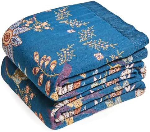 Boho Throw Blanket - 60"x80" Soft Cotton Lightweight Blanket for Bed