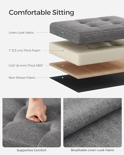 SONGMICS Small Folding Storage Ottoman, 15.8 x 12.2 x 12.2 Inches