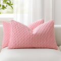 Kevin Textile Soft Corduroy 12"x20" Lumbar Pillow Covers 2 Pack, Pink