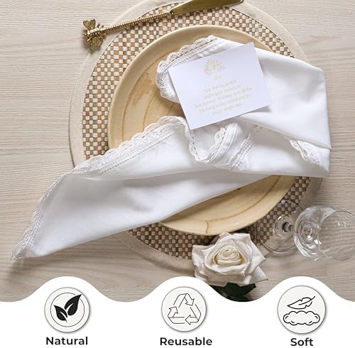 Ramanta Home White Linen Flax Cloth Napkins Set of 12, 20x20 Inches
