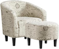 Yaheetech Small 25.5in Wide Boucle Barrel Accent Chair, Letter Print