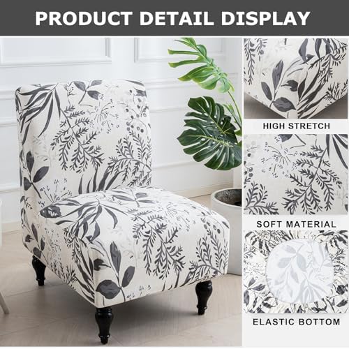 Eco-Ancheng Armless Chair Slipcover Removable Armless Accent Chairs Covers Washable Armless Slipper Chair Slipcover Printed Armless Chair Furniture Protector Covers for Living Dining Room Hotel