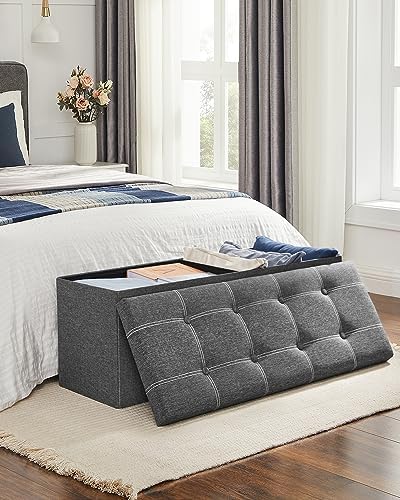 SONGMICS Ottoman Storage Bench, 35 Gal. Folding Chest, Holds 660 lb