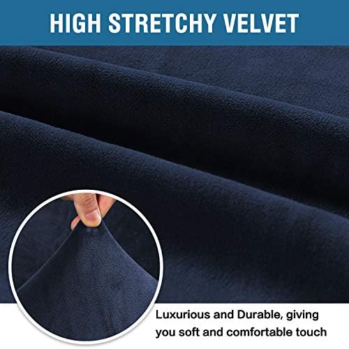 H.VERSAILTEX Stretch Velvet Sofa Covers for 3 Cushion Couch Covers Sofa Slipcovers Furniture Protector Soft with Non Slip Elastic Bottom, Crafted from Thick Comfy Rich Velour (Sofa 72"-90", Navy)