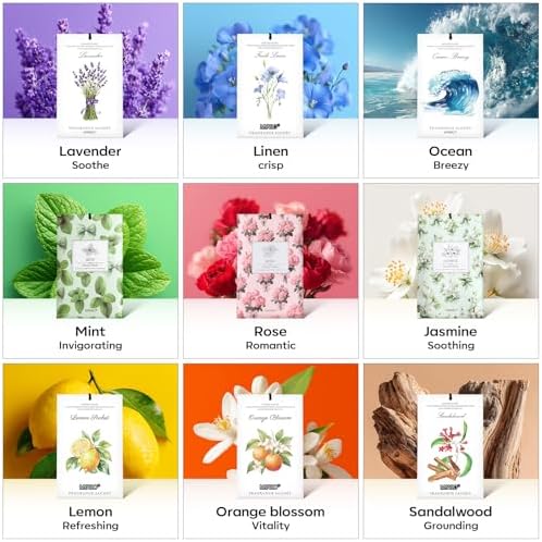 MYARO 20Pcs Rose Scented Sachets, Closet Deodorizer Car Air Freshener