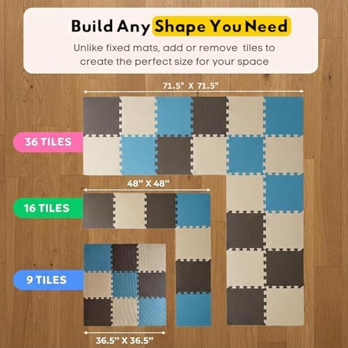 MioTetto Baby Play Mat, Comfortable Playtime Mat – Portable Foam Floor Tiles, Safe Baby mat for Floor for Crawling & Development, Soft Play mat for Babies, Stylish Interlocking Foam Tiles