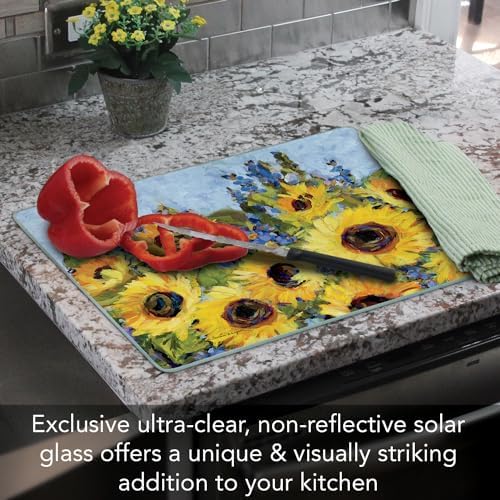 CounterArt Gallery Sunflowers 3mm Tempered Glass Cutting Board