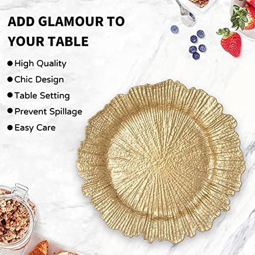 MAONAME Gold Charger Plates Set of 6, Reef Chargers for Dinner Plates