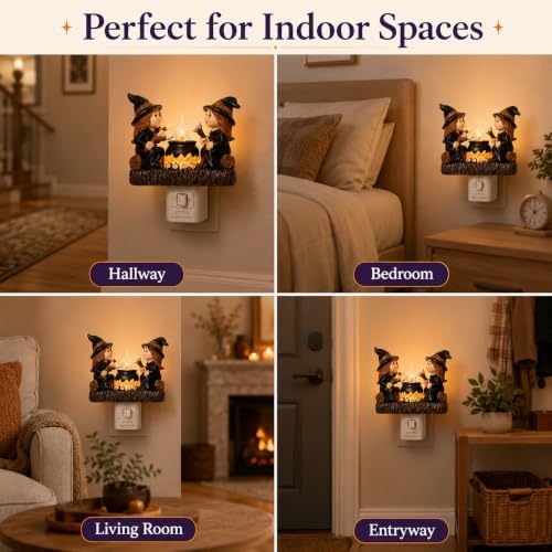 Dlfghos Halloween Witch Campfire Nightlight Witch Flickering Night Light