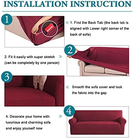 Flamingo P High Stretch Sofa Slipcover Non Slip Armchair Cover for Living Room Washable Pet Furniture Protector Covers with Elastic Bottom, Thick Jacquard Fabric (Small, Wine)