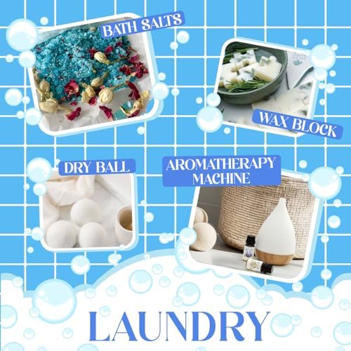 Soulorigin Laundry Fragrance Oils Set, Essential Oil Gift Set for Diffuser, Clean Scent Diffuser Oil, Use with Wool Dryer Balls or Diffuser,Chamomile, Fresh Cotton, Sage, Cedar, Lavender, Cherry Soap