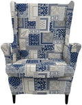 HAOYONG 2 Piece Wingback Chair Covers Stretch Wing Chair Slipcover Printed Wing Back Chair Covers with Arms Washable Spandex Fabric Armchair Cover Protection Furniture for Living Room and Bedroom