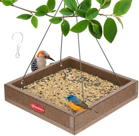 Kingsyard Platform Bird Feeder for Outdoors, Hanging Feeding Tray