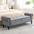 Storage Bench 67" Linen End of Bed Benches Grey