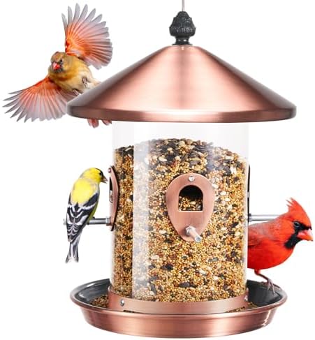 Kingsyard Large Metal Bird Feeder for Outdoors Hanging, Tube Bird Feeders