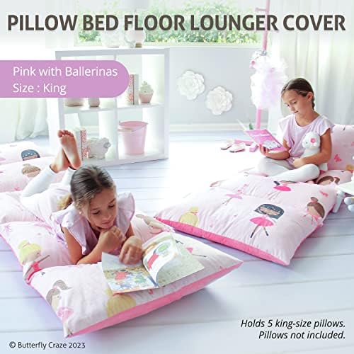 Butterfly Craze Floor Pillow Cover Plush Folding Lounger Bed Cushion Case