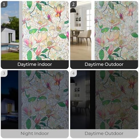 ADD.HERES Rainbow Window Privacy Film, Stained Glass Cling, 17.5" x 78.7"