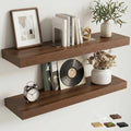 30 Inch Floating Shelves for Wall, 8"D Wood Storage Shelves, Walnut Finish