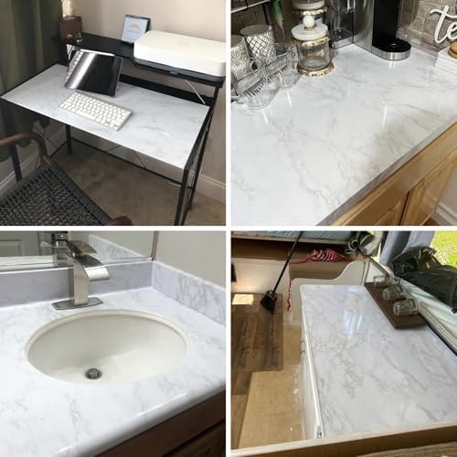 White/Grey Marble Contact Paper Marble Wallpaper Peel and Stick with Tools