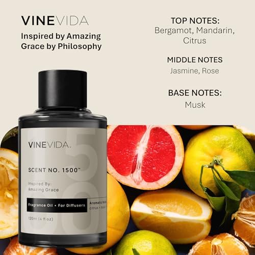VINEVIDA [4 Fl Oz] Scent NO. 1500 Fragrance Oil for Cold Air Diffusers, Aromatic Notes of Citrus Musk Rose, Essential Oils for Diffuser Oil Refill & Air Freshener Room Spray