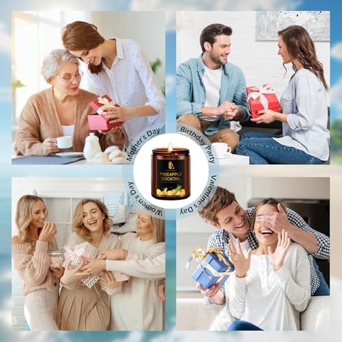 Pineapple Cocktail Candles, 7oz Pineapple Cocktail Scented Candle, Natural Soy Candles for Home Scented, Long Lasting with 50 Hour Burn Time, Gifts for Men Women