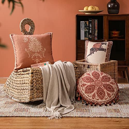 patdrea Floral Linen Decorative Throw Pillow Covers Set Soft Durable Cushion Cases Pillowcase for Couch Bedroom Car Living Room 12"x 20"