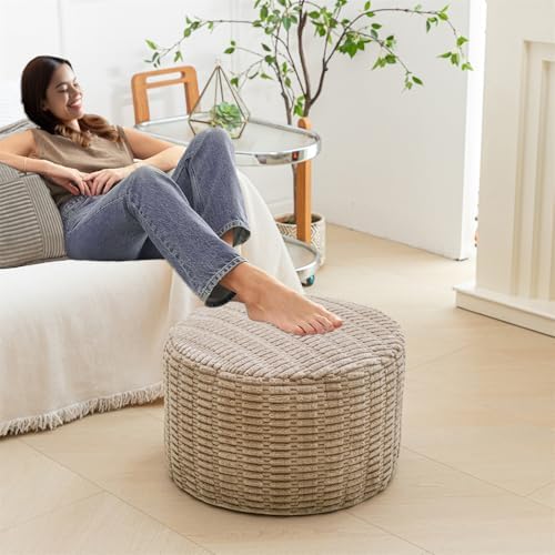 Asuprui Pouf Ottoman Round Foam Filled Foot Rest Stool Floor Pouf Footrest