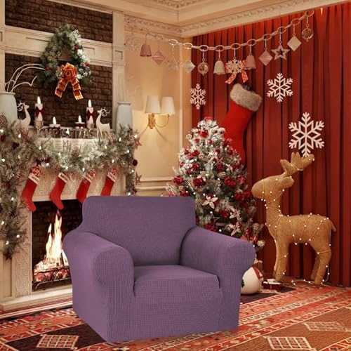 KEKUOU Stretch Chair Sofa Slipcover, Single Couch Cover,Dark Purple