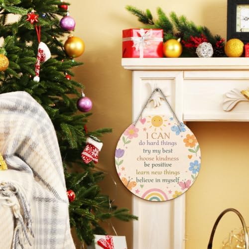 PHAMTE Inspirational Affirmations Girl Nursery Round Wreath Sign 12 Inch