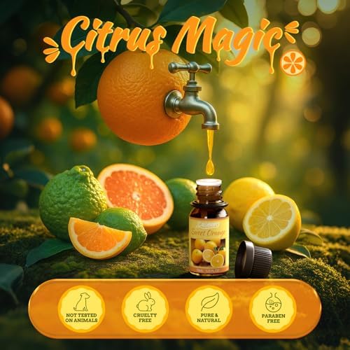 Salubrito Citrus Essential Oils Set for Diffuser, Fragrance Oil | Sweet Orange, Bergamot, Lemon, Grapefruit, Mandarin Orange, Lime Scented Oil for Soap Making, Candle Making