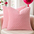 Kevin Textile Soft Corduroy 18x18 Inch Pillow Covers 2 Pack, Pink