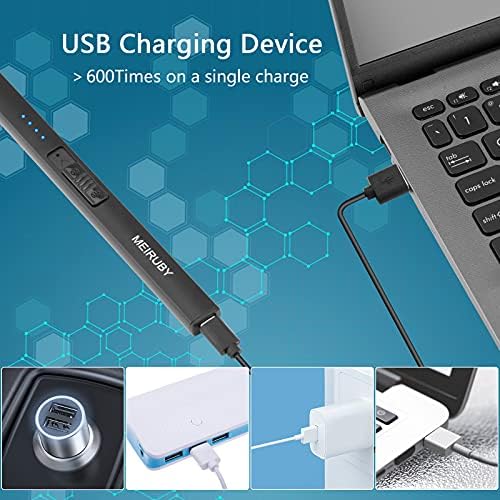 MEIRUBY Electric Lighter Candle Lighter Rechargeable USB Lighter Arc Lighters for Candle Camping Family Use Black