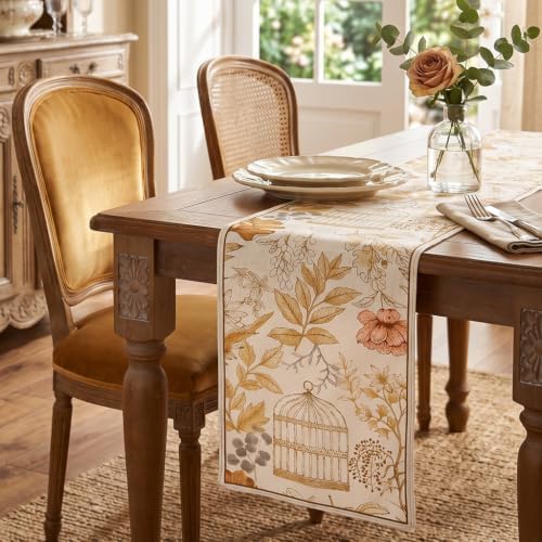patdrea Designer French Print Long Table Runner,12"X102"