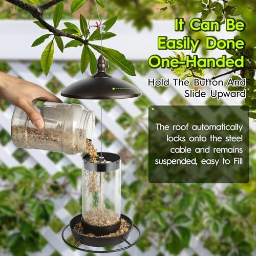 Pack of 2 - Metal Roof Bird Feeder for Backyard Birds, Bronze.