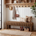 63" Boucle Bed Bench, Upholstered Bench for Bedroom, Rust Brown
