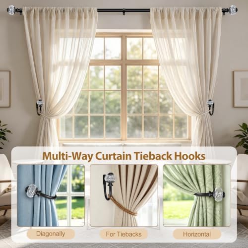 USFOOK Black Curtain Holdbacks, Decorative Drapery Tiebacks, 2 Pack/1 Pair