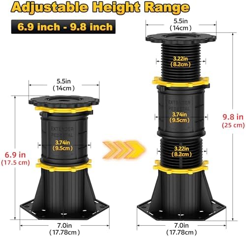 Wlrrcwdttc 4 Pcs Adjustable Height Bed Support Legs 6.9-9.8 inch, Bed Frame Center Support Legs for Bed Frame/Bed Center Slat,Bed Support Reinforcement Parts Bed Slats Support Leg Bed Replacement Legs