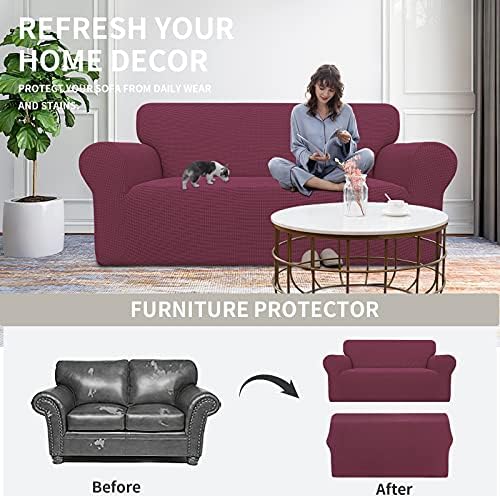 Easy-Going Stretch Oversized Loveseat Couch Covers Washable ASH Rose