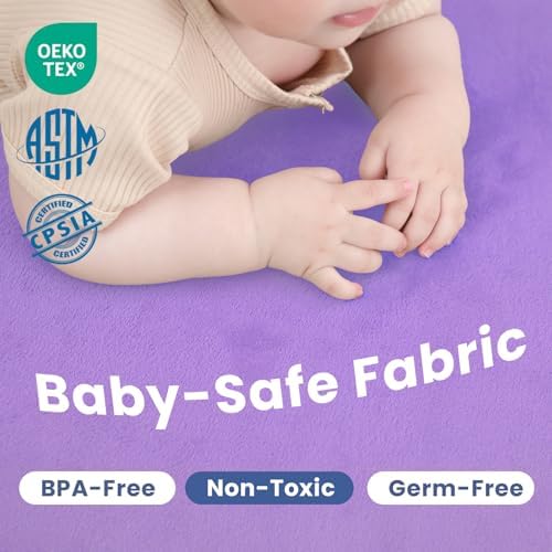Baby Play Mat for Floor,1.3" Thick Memory foam Tummy Time Mat for Toddlers,Infants,kids,Water-Repellent Soft Nursery Rug,Extra Large Non Slip for Crawling&Yoga,Tatami Style for Living Room(Lavender)