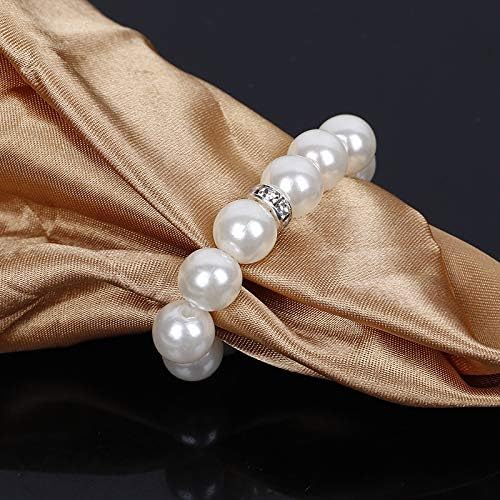 ZiDeTang 20Pcs Pearl Rhinestones Napkin Ring for Table Decoration Serviette Holder Party Decoration B