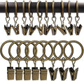 100 Pack Metal Curtain Rings with Clips, 1 in ID, Bronze